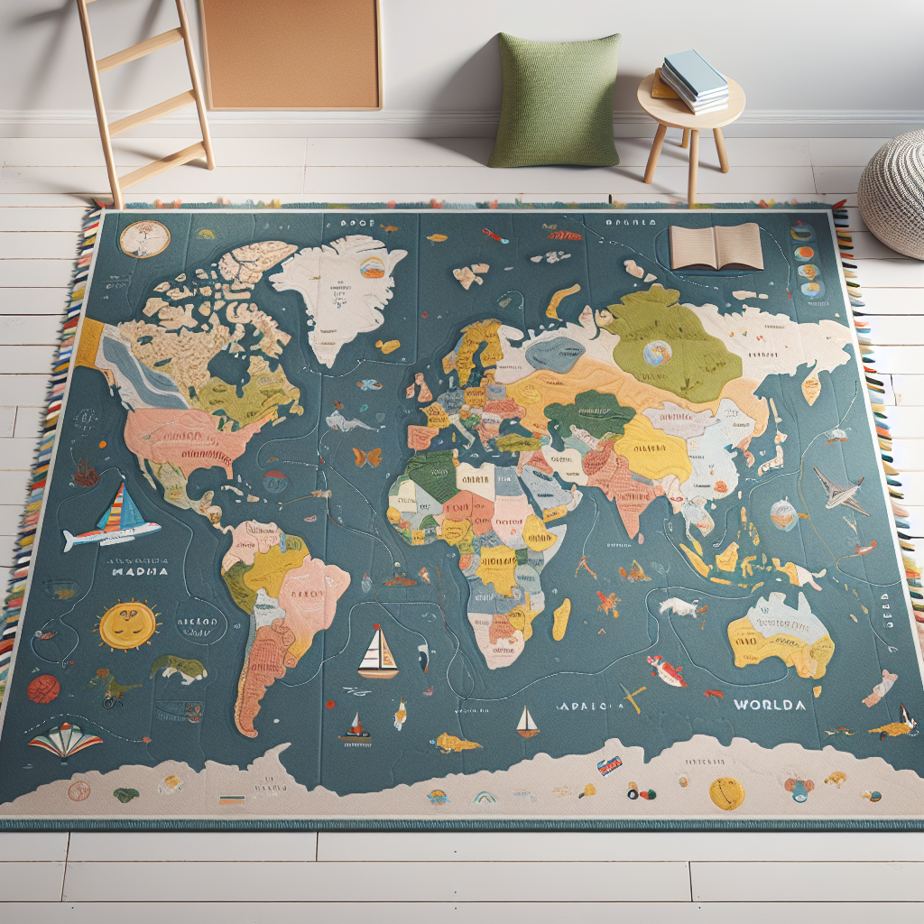 Tapis Enfant Carte du Monde Aventure